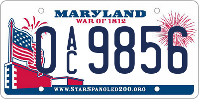 MD license plate 0AC9856