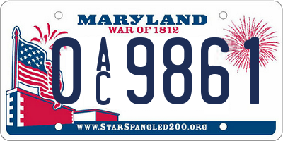 MD license plate 0AC9861