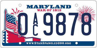 MD license plate 0AC9878