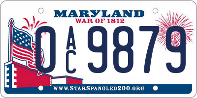 MD license plate 0AC9879