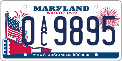 MD license plate 0AC9895