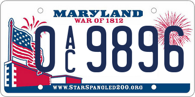 MD license plate 0AC9896