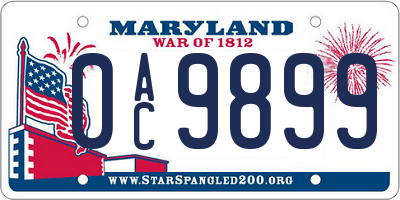 MD license plate 0AC9899