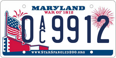 MD license plate 0AC9912