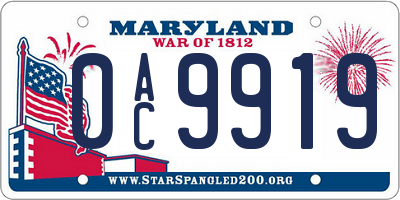 MD license plate 0AC9919