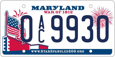 MD license plate 0AC9930