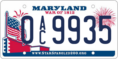 MD license plate 0AC9935