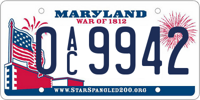 MD license plate 0AC9942