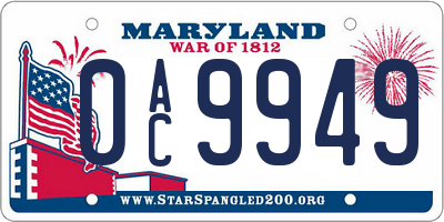 MD license plate 0AC9949