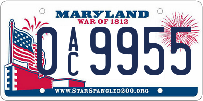 MD license plate 0AC9955