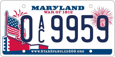 MD license plate 0AC9959