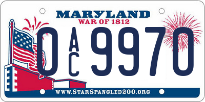 MD license plate 0AC9970
