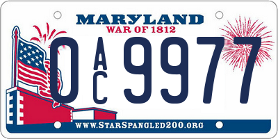 MD license plate 0AC9977
