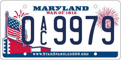 MD license plate 0AC9979