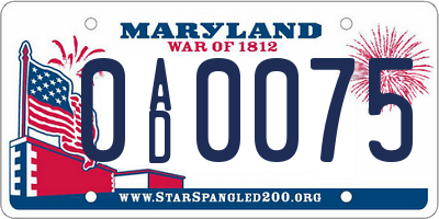 MD license plate 0AD0075