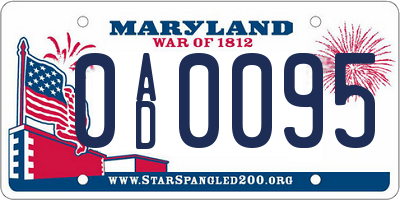 MD license plate 0AD0095