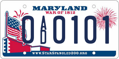 MD license plate 0AD0101