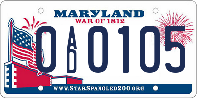 MD license plate 0AD0105