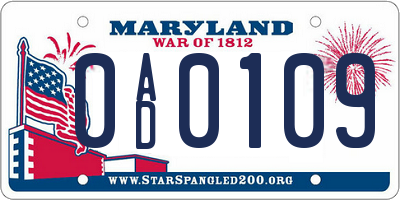 MD license plate 0AD0109