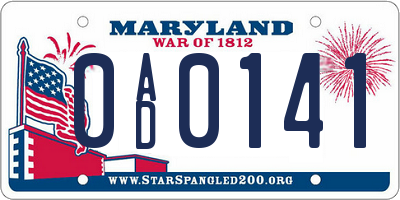 MD license plate 0AD0141