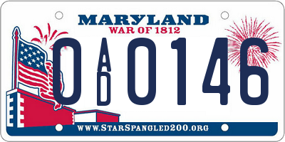 MD license plate 0AD0146