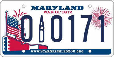 MD license plate 0AD0171