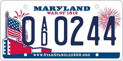 MD license plate 0AD0244