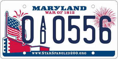 MD license plate 0AD0556