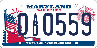 MD license plate 0AD0559