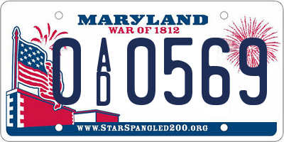 MD license plate 0AD0569