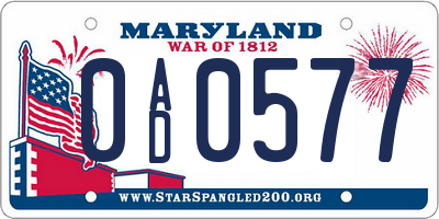 MD license plate 0AD0577