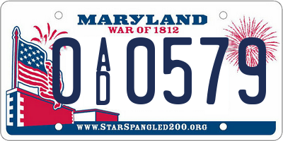 MD license plate 0AD0579