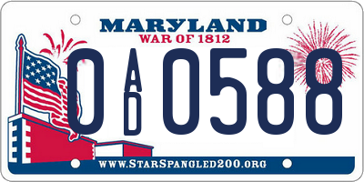 MD license plate 0AD0588