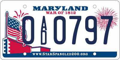 MD license plate 0AD0797