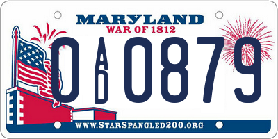 MD license plate 0AD0879