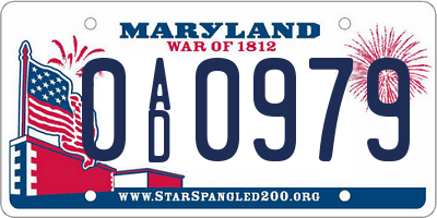 MD license plate 0AD0979