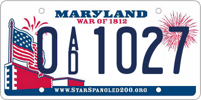 MD license plate 0AD1027