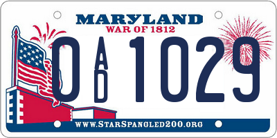 MD license plate 0AD1029