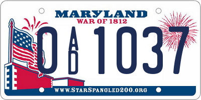 MD license plate 0AD1037