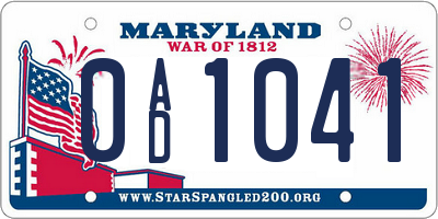 MD license plate 0AD1041