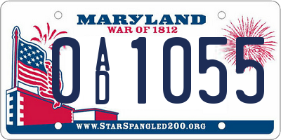 MD license plate 0AD1055