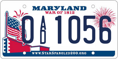 MD license plate 0AD1056