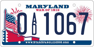 MD license plate 0AD1067