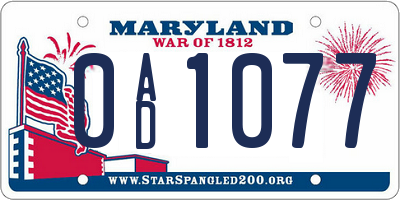 MD license plate 0AD1077