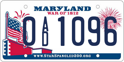 MD license plate 0AD1096