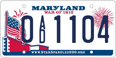 MD license plate 0AD1104