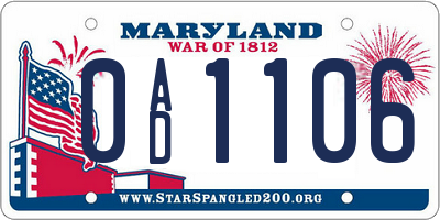 MD license plate 0AD1106