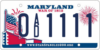 MD license plate 0AD1111