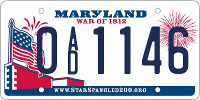 MD license plate 0AD1146
