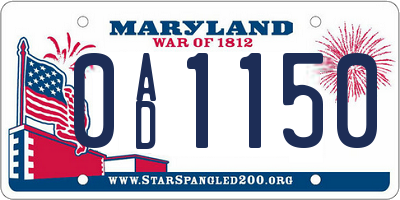 MD license plate 0AD1150